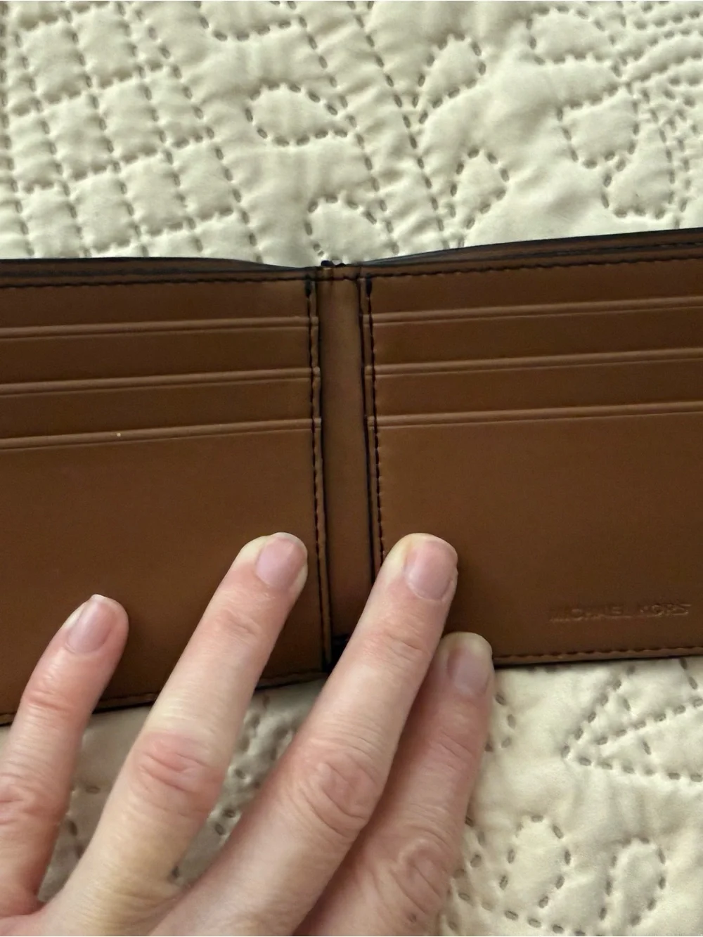 Michael Kors Tan Embossed MK Card Wallet